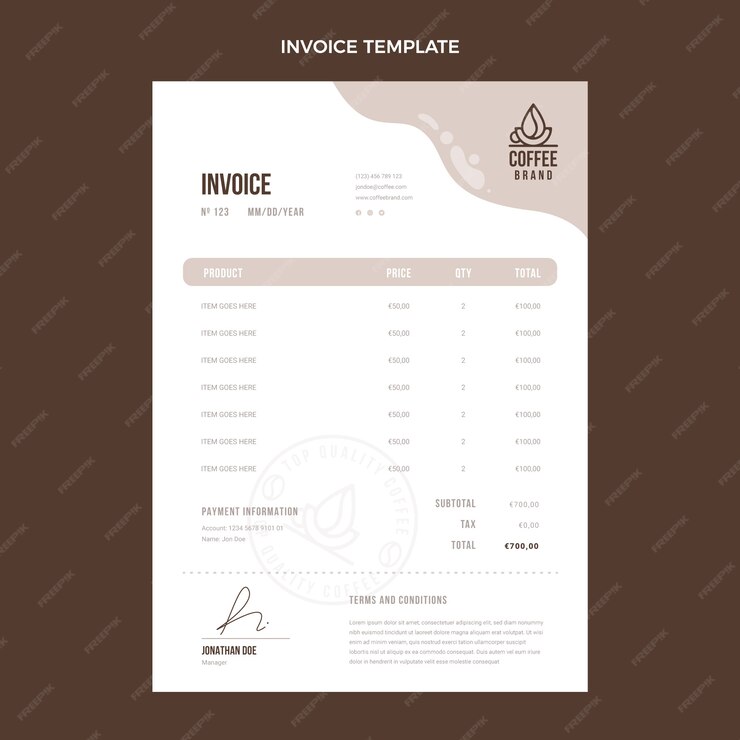 Free Vector | Flat design minimal coffee shop invoice