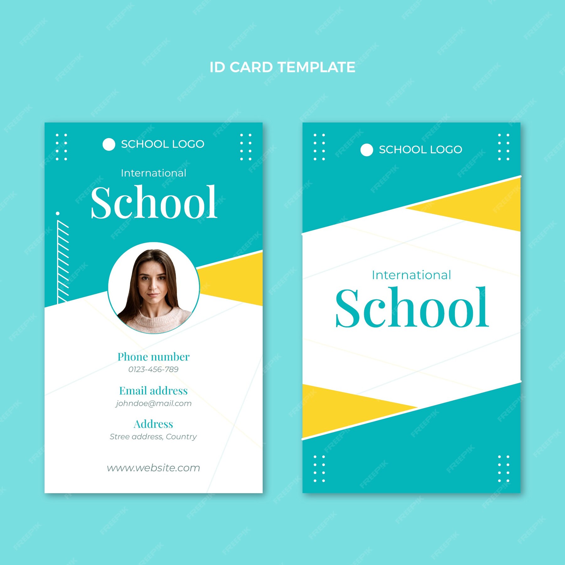 free-vector-flat-design-minimal-international-school-id-card