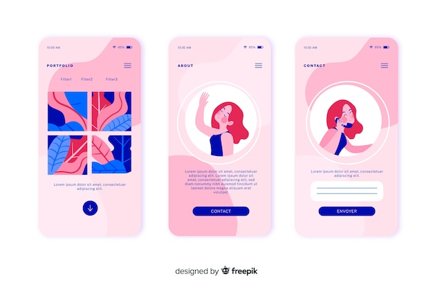 Flat design mobile apps concept for landing pages Free Vector