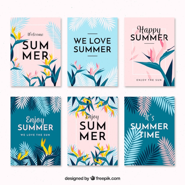 Free Vector | Flat design modern summer card collection