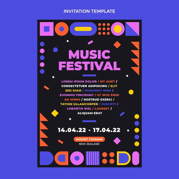 Free Vector | Flat design mosaic music festival invitation