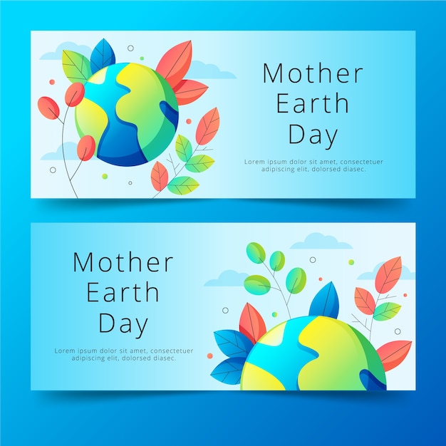 Flat design mother earth day banners concept Free Vector