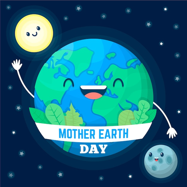 Flat design mother earth day theme | Free Vector