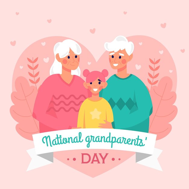 Flat design national grandparents' day background with granddaughter