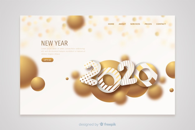 Flat design new year landing page template Free Vector