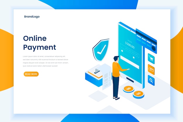 Premium Vector | Flat design online payment illustration landing page