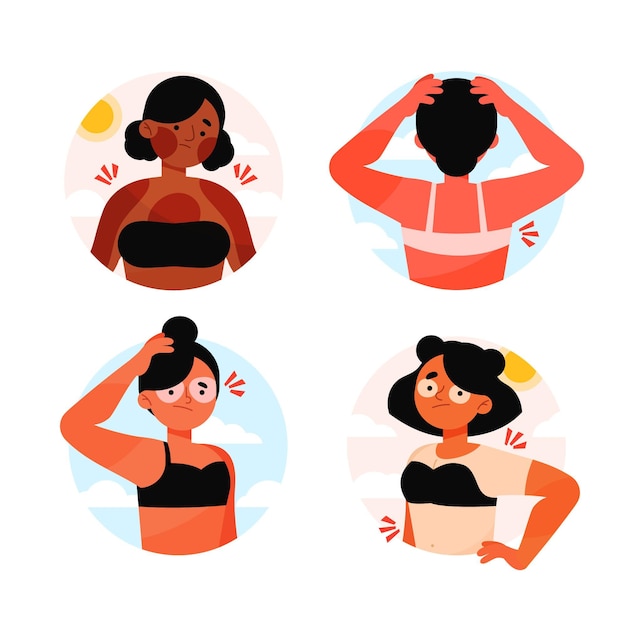 Free Vector Flat Design Person With Sunburn Pack