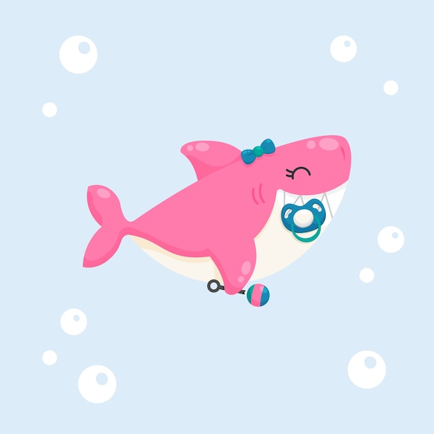 Download Flat design pink baby shark | Free Vector