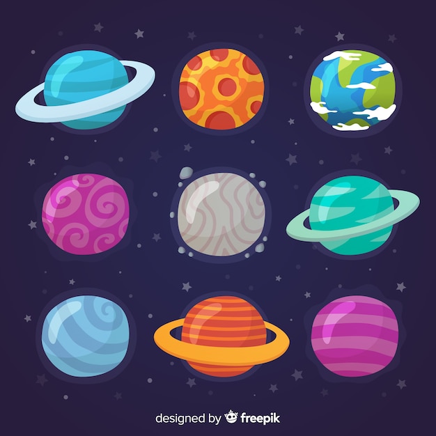 Flat design planet collection Vector | Free Download