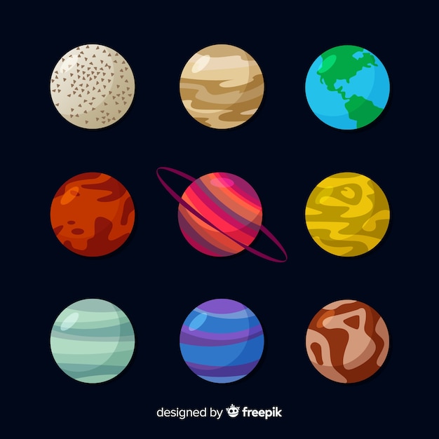 Free Vector | Flat design planets set