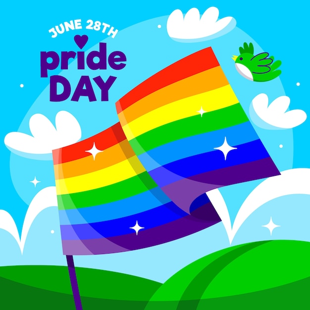 Flat design pride day flag | Free Vector