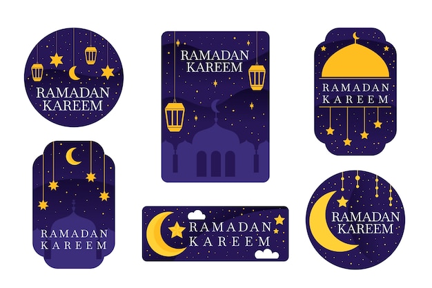 Free Vector Flat Design Ramadan Label Collection