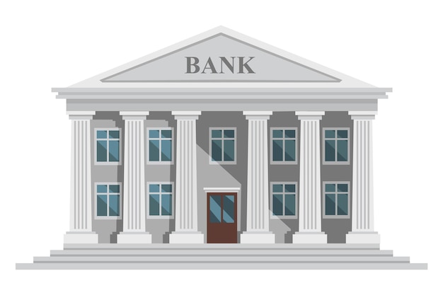 Premium Vector | Flat design retro bank building with columns and ...