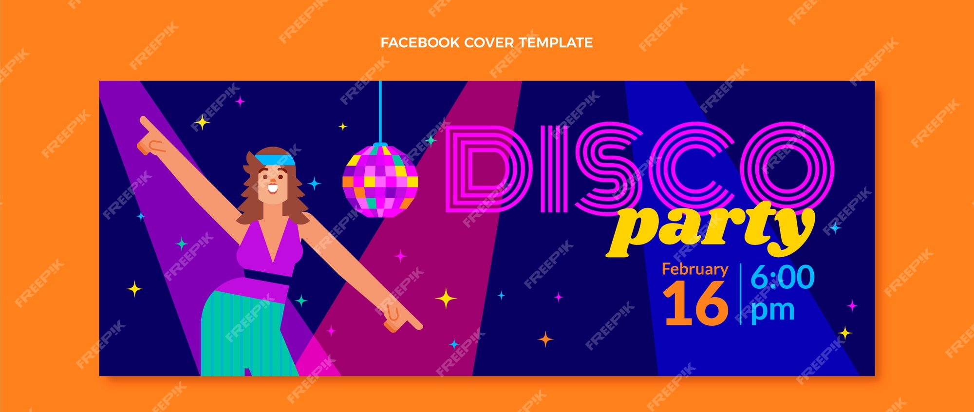 Free Vector | Flat design retro disco party facebook cover