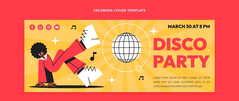 Free Vector | Flat design retro disco party template