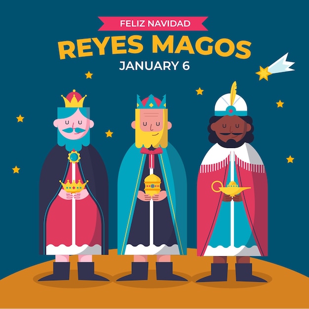 Free Vector | Flat design reyes magos illustrated