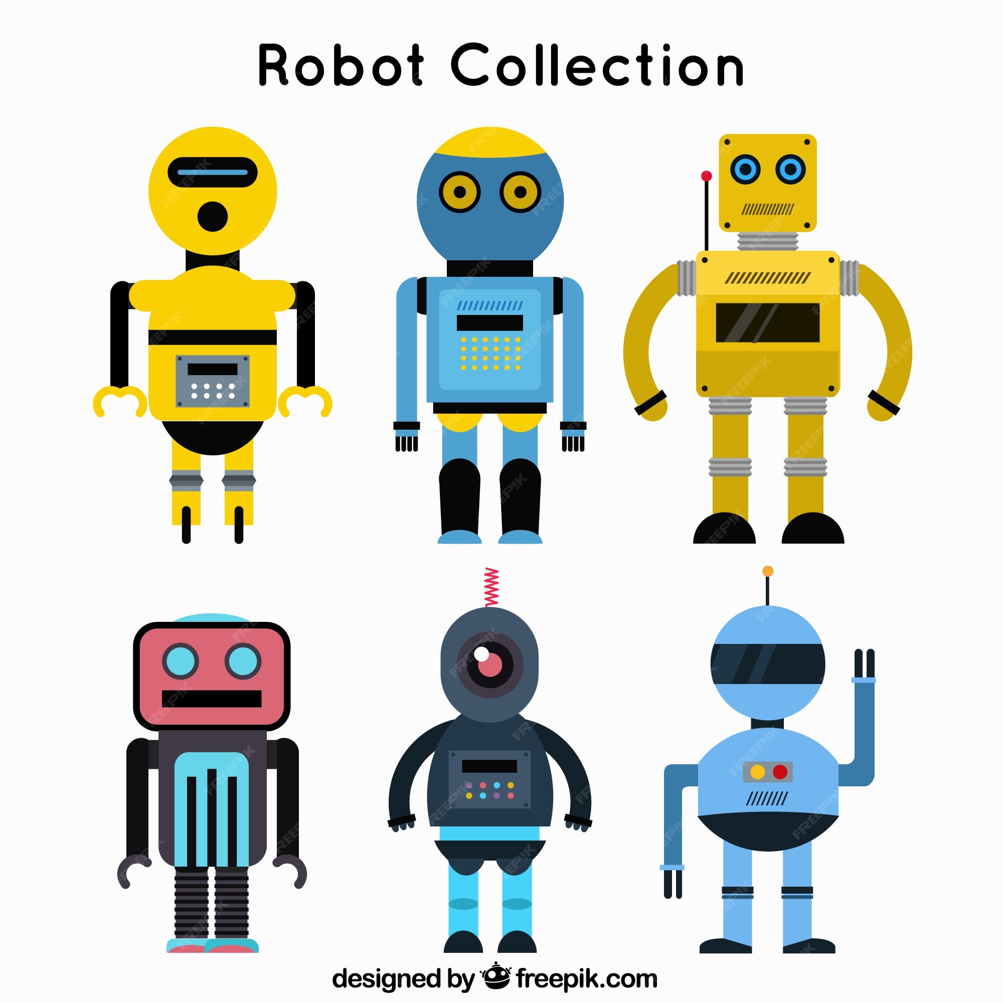 Free Vector | Flat design robot character collection