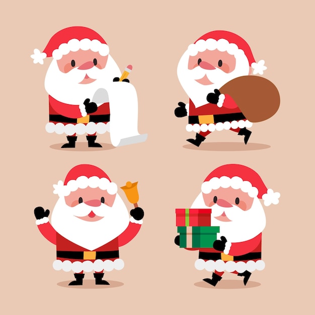 Free Vector | Flat design santa claus character collection