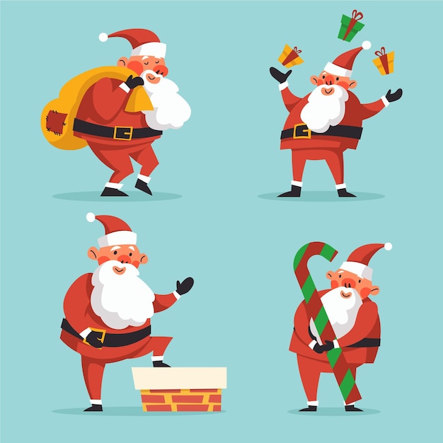 Free Vector | Flat design santa claus character collection