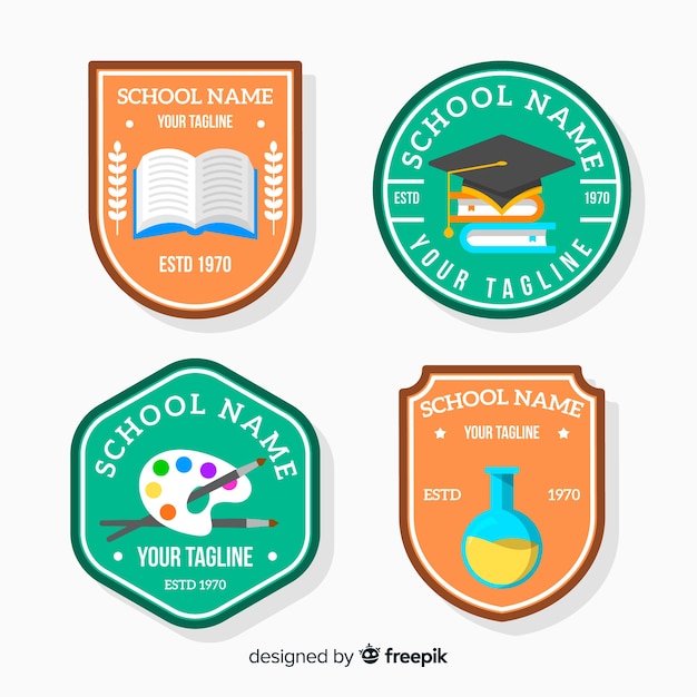 Download Free Flat Design School Logo Collection Free Vector Use our free logo maker to create a logo and build your brand. Put your logo on business cards, promotional products, or your website for brand visibility.