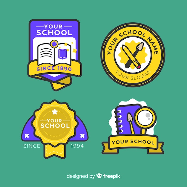 Download Free Download Free Flat Design School Logo Collection Vector Freepik Use our free logo maker to create a logo and build your brand. Put your logo on business cards, promotional products, or your website for brand visibility.