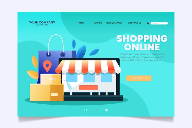 Flat design of shopping online landing page | Free Vector
