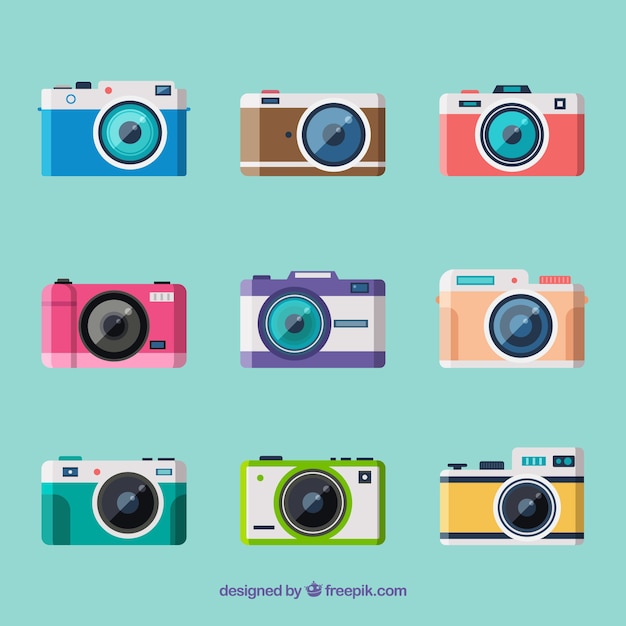 Flat design small cameras collection | Free Vector