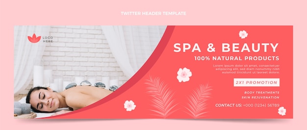 Free Vector | Flat design spa and beauty twitter header