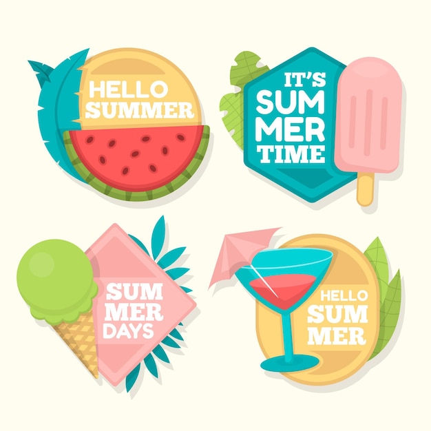 Download Free Vector | Flat design summer badges collection