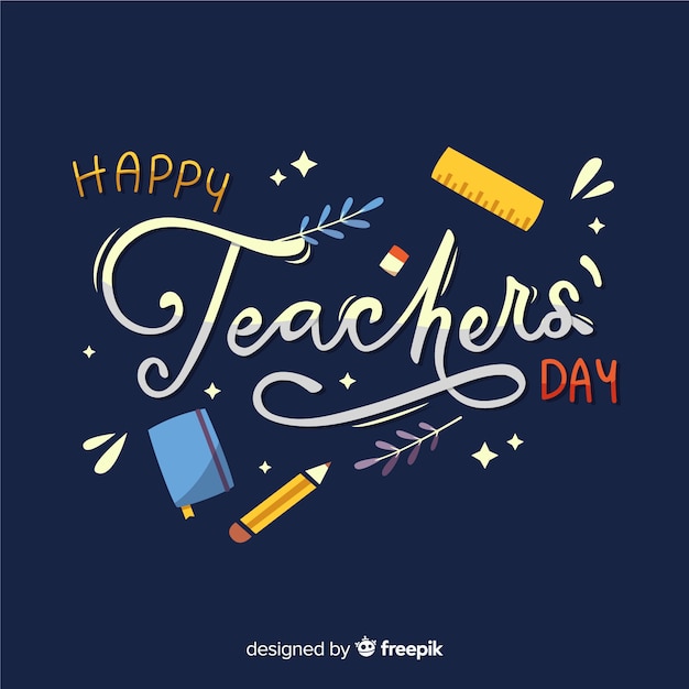 Premium Vector | Flat design teachers day with lettering