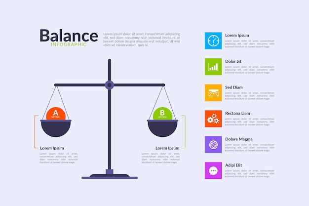 Free Vector | Flat Design Template Balance Infographics