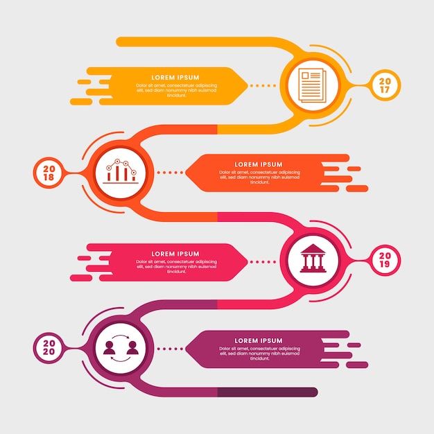 Flat design template timeline infographic Free Vector