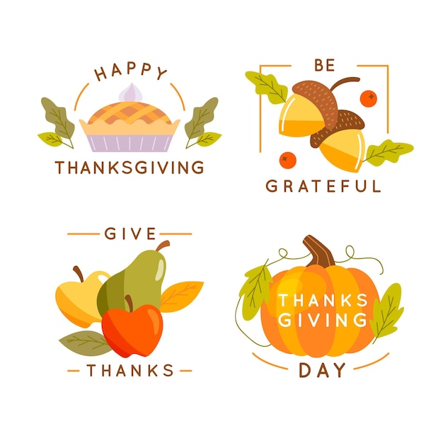 Free Vector | Flat design thanksgiving badge collection