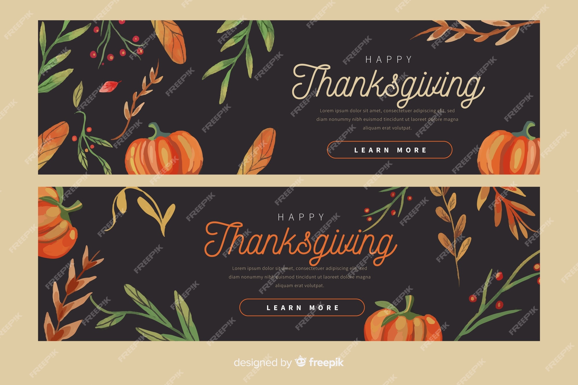 Premium Vector Flat Design Thanksgiving Banners Template