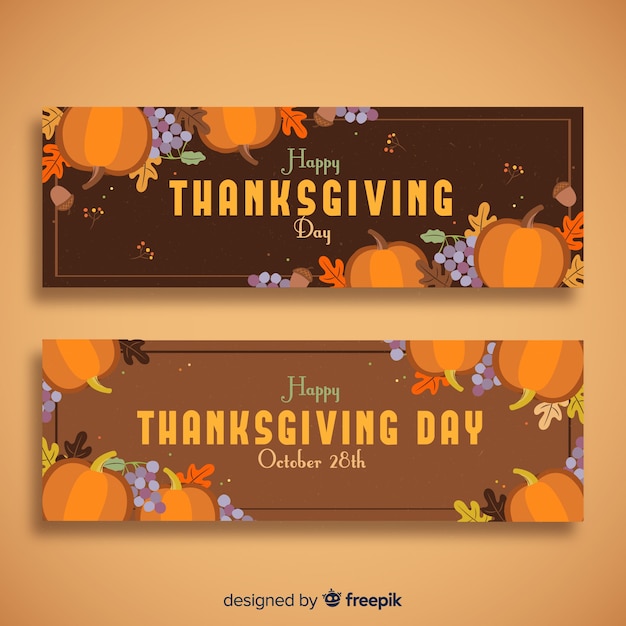 Free Vector | Flat design thanksgiving banners template