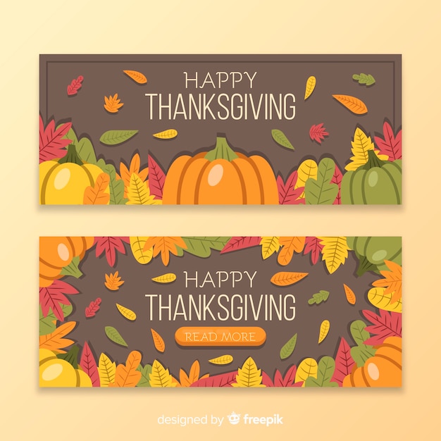 Free Vector Flat design thanksgiving banners template