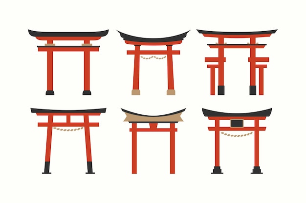 Free Vector | Flat design torii gate collection