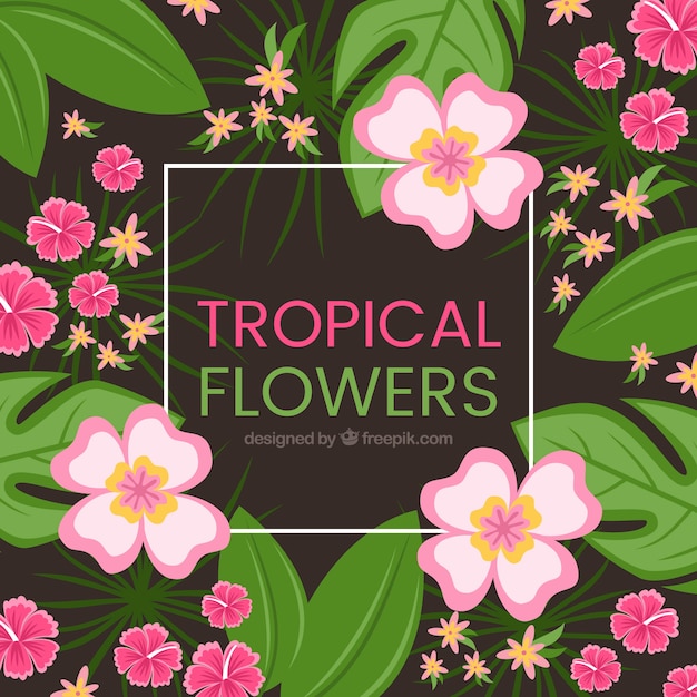 Flat design tropical flower background