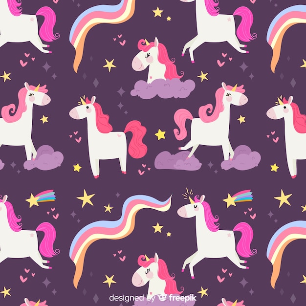 Free Vector | Flat design unicorn pattern background