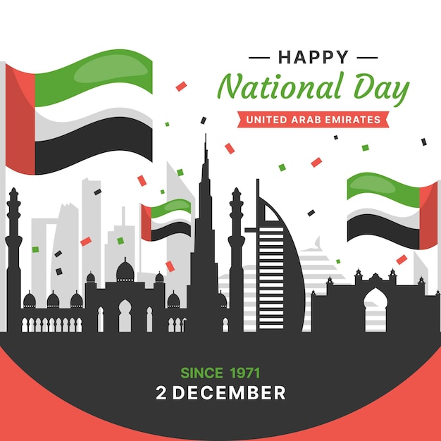 Free Vector | Flat design united arab emirates national day