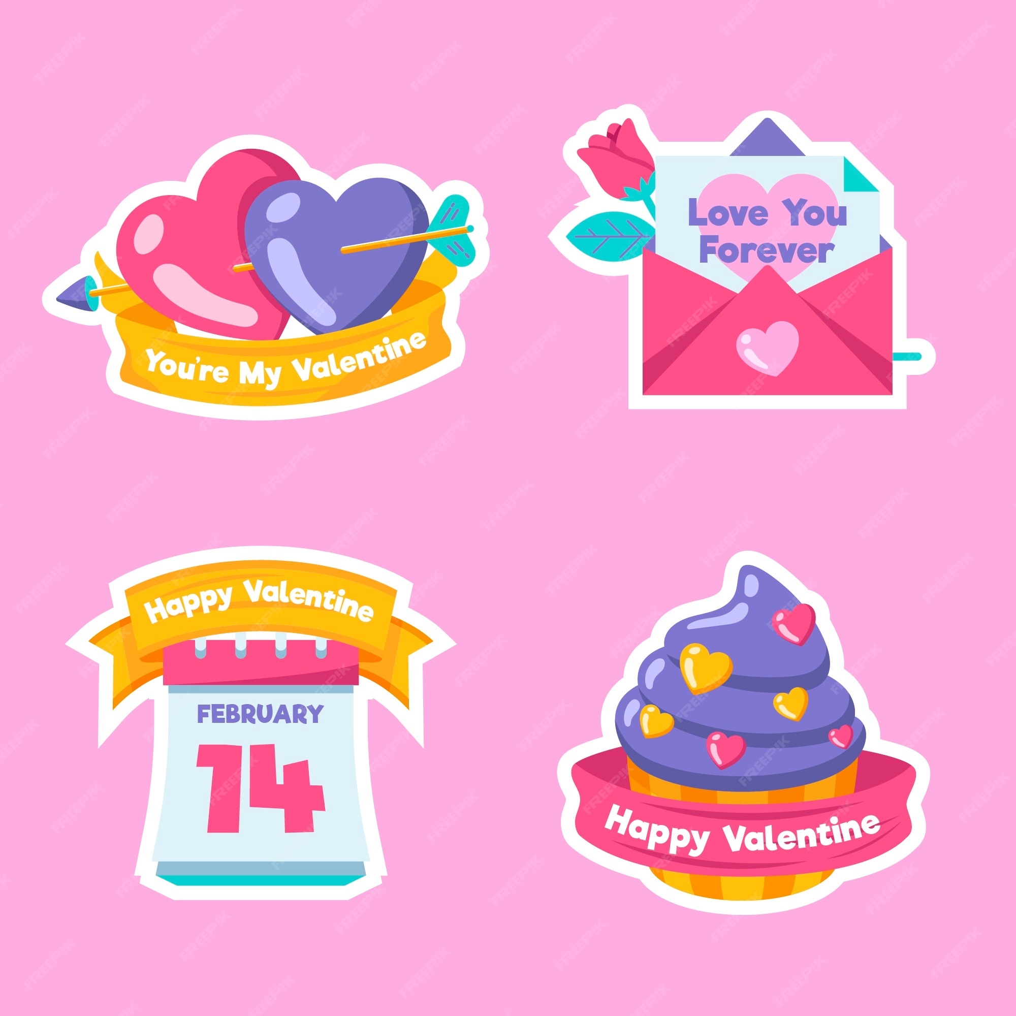 Free Vector | Flat design valentine's day badge collection