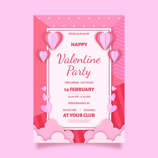 Free Vector | Flat design valentine's day party poster template