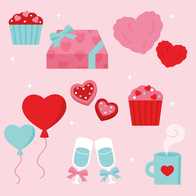 Free Vector | Flat design valentines day element collection