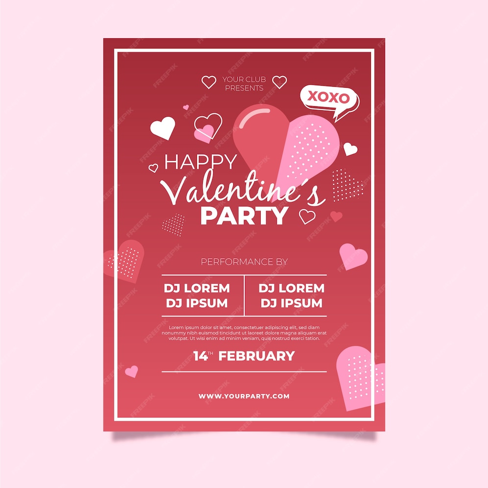 Free Vector | Flat design valentines day party poster template