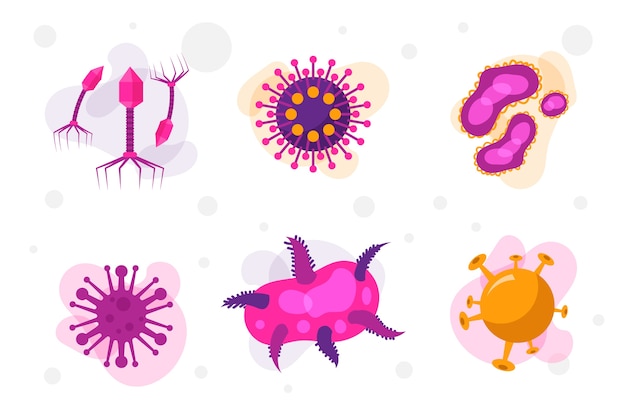 Free Vector | Flat design variety of virus isolated on white wallpaper