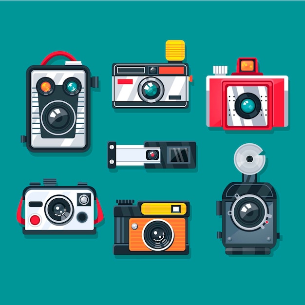 Download Free Vector | Flat design vintage cameras collection