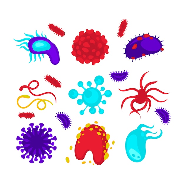 Free Vector | Flat design virus set