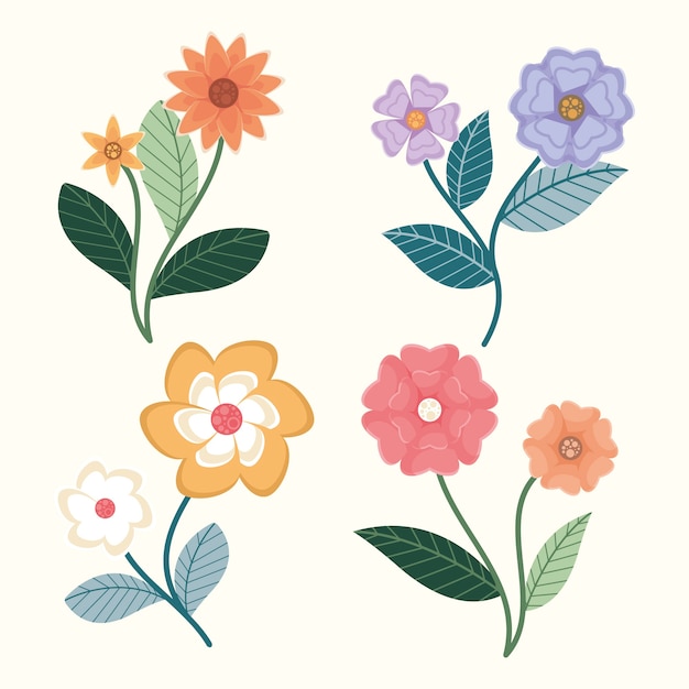 Free Vector Flat Design Warm And Cold Colours Flowers