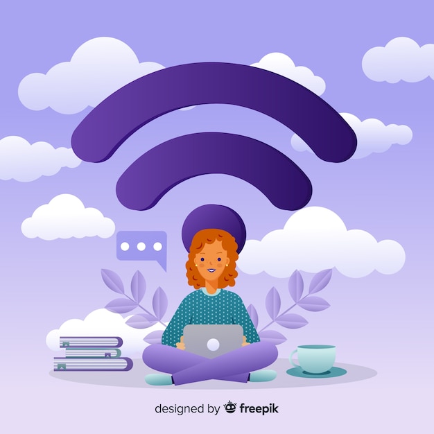 Flat design wifi network concept Free Vector