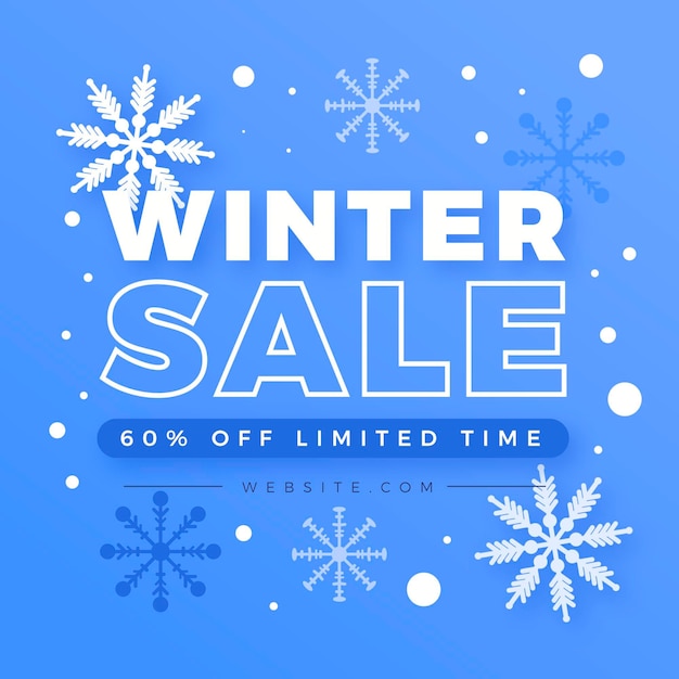 Premium Vector | Flat design winter sale discount promo